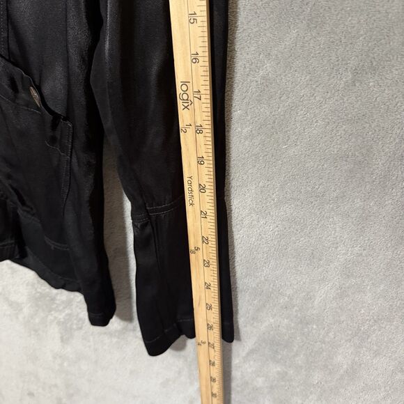 XCVI Blazer Jacket Women Small Satin Finish Black Button Long Sleeve Minimalist - Picture 6 of 8